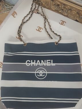 Nautical Navy And White Striped Tote GWP